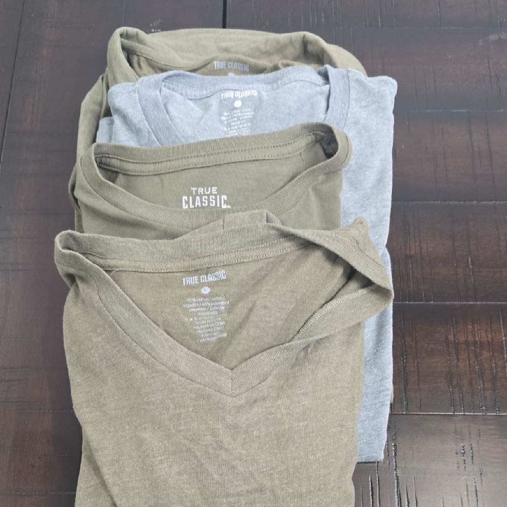 True Classic Men's Short Sleeve Tees - Olive and Heather Gray